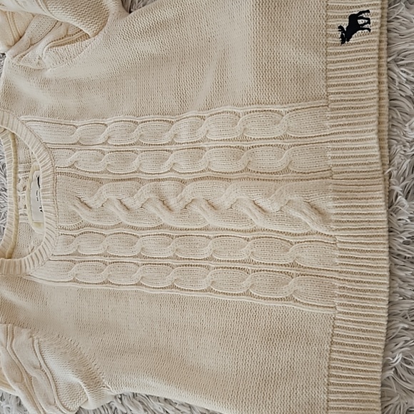 Vintage Abercrombie & Fitch Cable Knit Sweater Womens L Cream Ivory Crew Neck - Picture 8 of 12